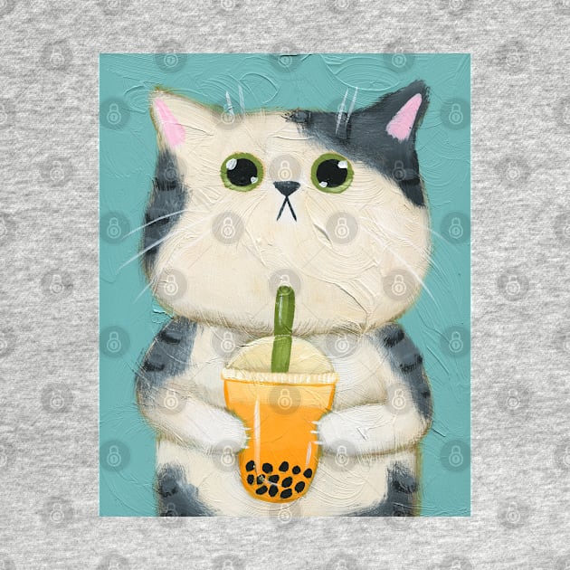 Mango Boba Kitty by KilkennyCat Art